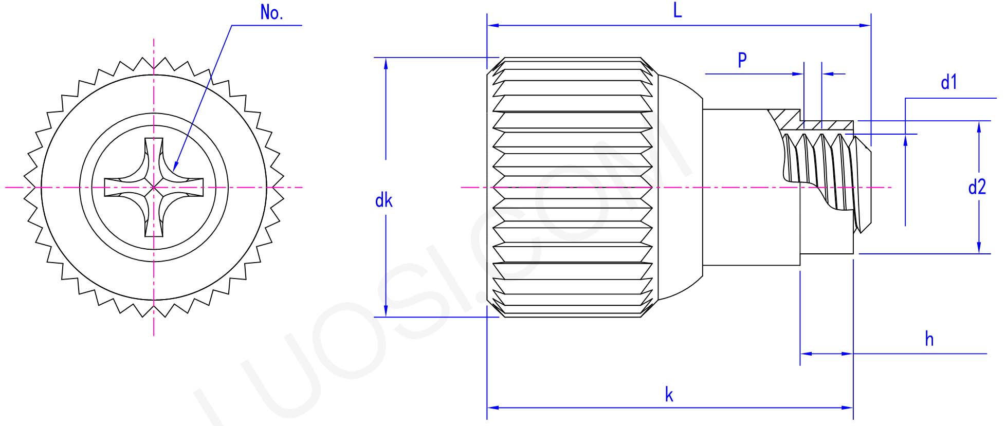 Knurled Head Spring Screw